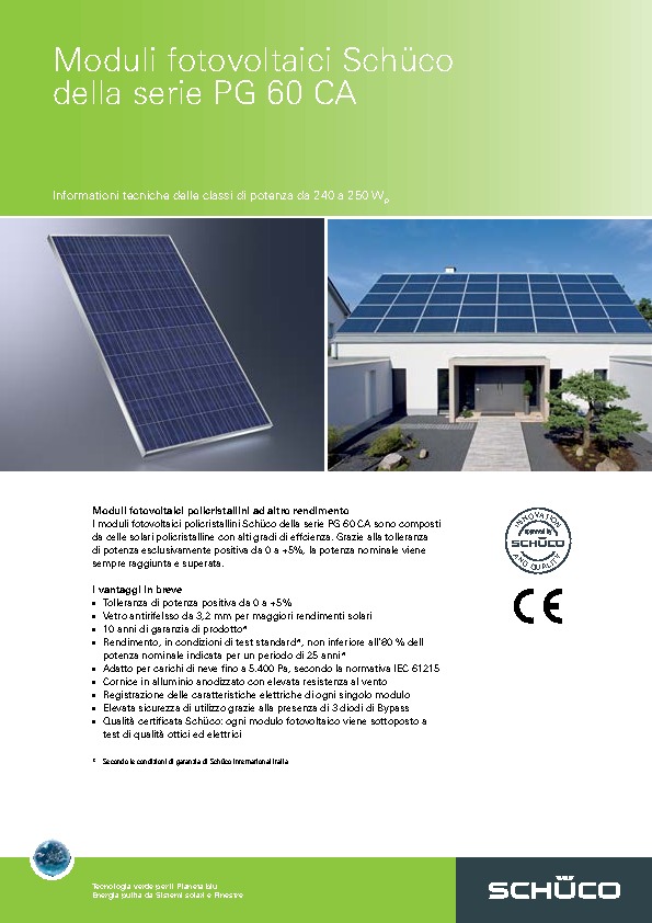 Moduli Fotovoltaici Schüco della serie PG 60 CA